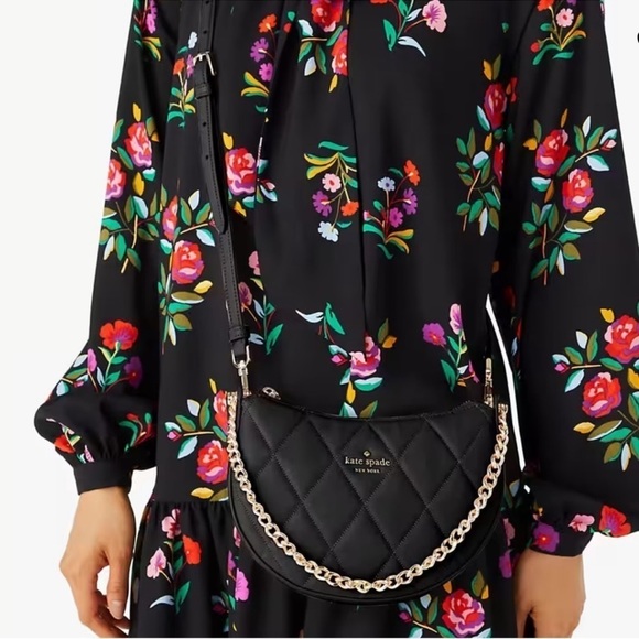 Kate Spade Carey Zip Top Crossbody Bag Black/Gold - Picture 4 of 15